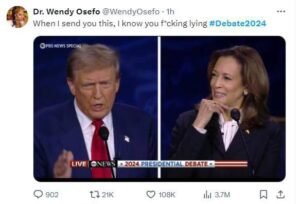 *На фото вирази обличчя обох кандидатів під час дебатів