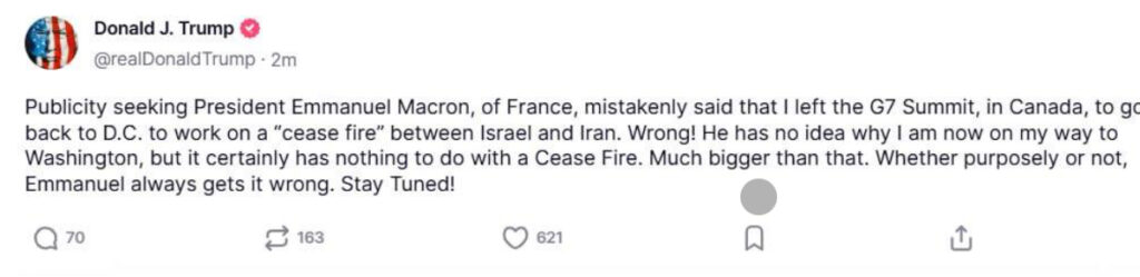 Дональд Трамп і Еммануель Макрон під час саміту G7