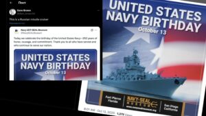 російський крейсер використано вітальною ілюстрацією до Дня ВМС США, що викликало міжнародний резонанс.