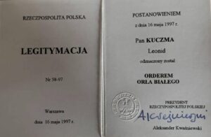 Кучма також відмовився від Ордена Білого Орла після рішення Навроцького щодо Зеленського