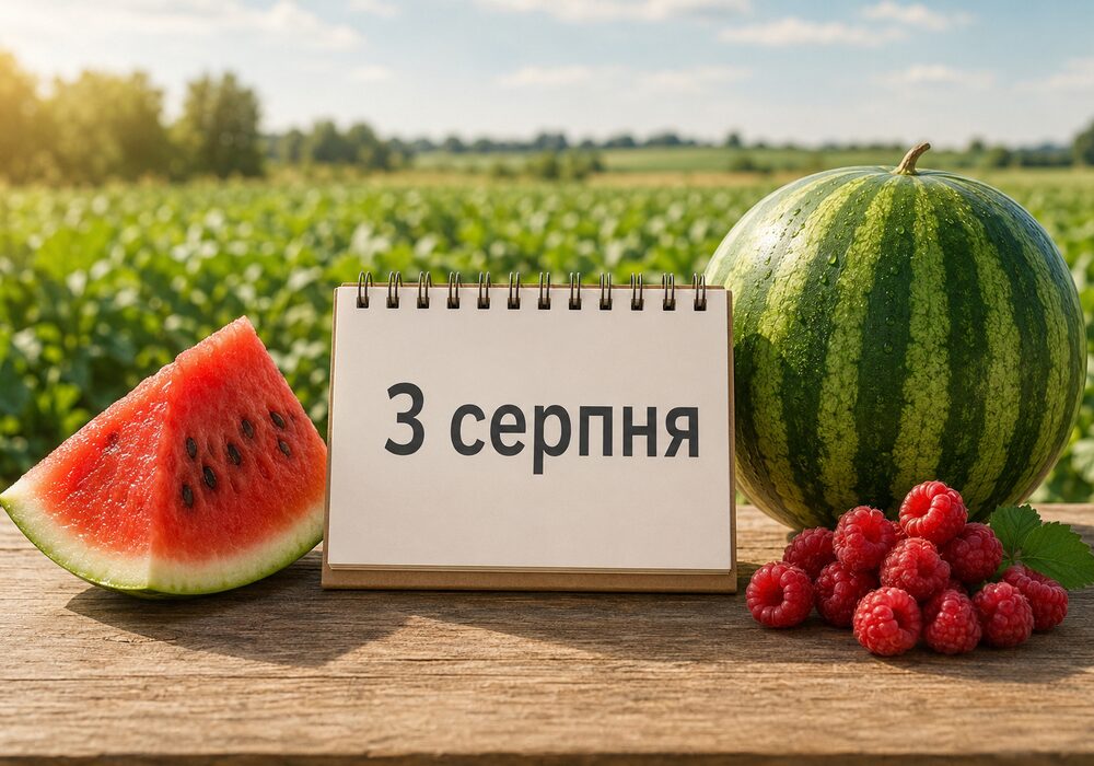 Календар на 3 серпня 2026 року, кавун і стигла малина
