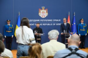 Александар Вучич і Володимир Зеленський під час переговорів про шлях України до ЄС у Белграді