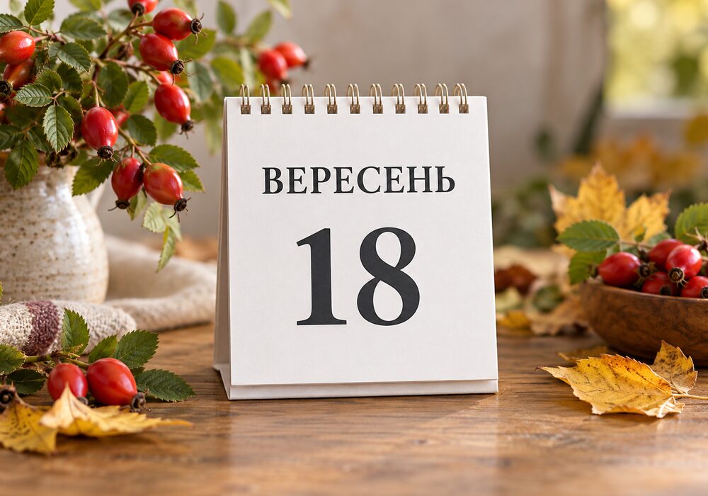 Календар на 18 вересня 2026 року серед осіннього листя та ягід шипшини