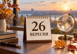 26 вересня: яке свято, іменини, прикмети та що не можна робити Настільний календар із датою 26 вересня поруч із глобусом і паперовим голубом