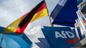 Ультраправа партія AfD на тлі прапора Німеччини