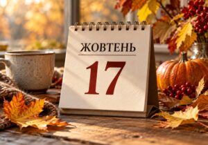 Календар із датою 17 жовтня 2026 року на осінньому фоні з жовтим листям