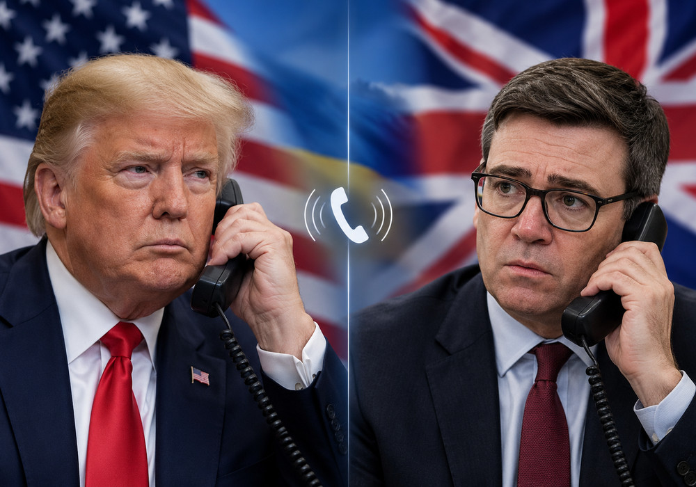 Президент США Дональд Трамп і прем'єр-міністр Великої Британії Енді Бернем під час телефоного дзвінка